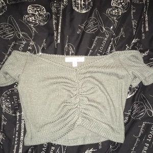 Off the shoulder olive green crop top